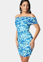 Mesh Off Shoulder Mini Dress
