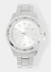 Link Bracelet Crystal Sport Bezel Watch