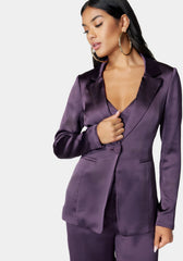 Satin One Button Tailored Jacket