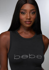 Rhinestone Logo Cropped Tank