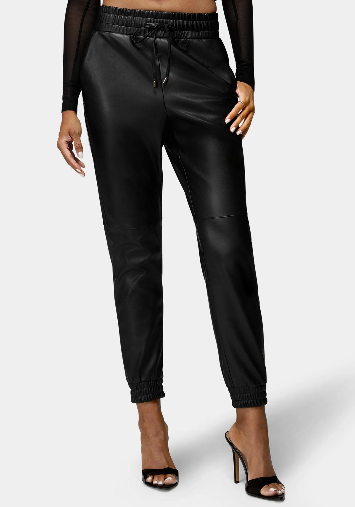 Natural Waist Vegan Leather Jogger