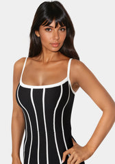 Striple Knit Bodycon Midi Dress