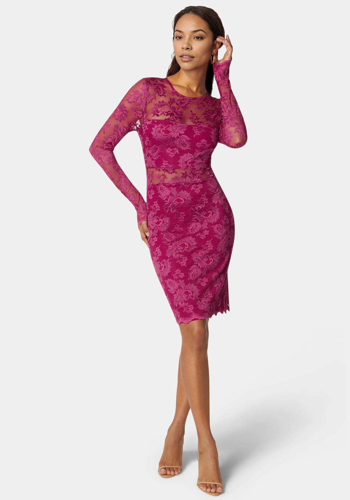 Marseille Lace Long Sleeve Illusion Dress