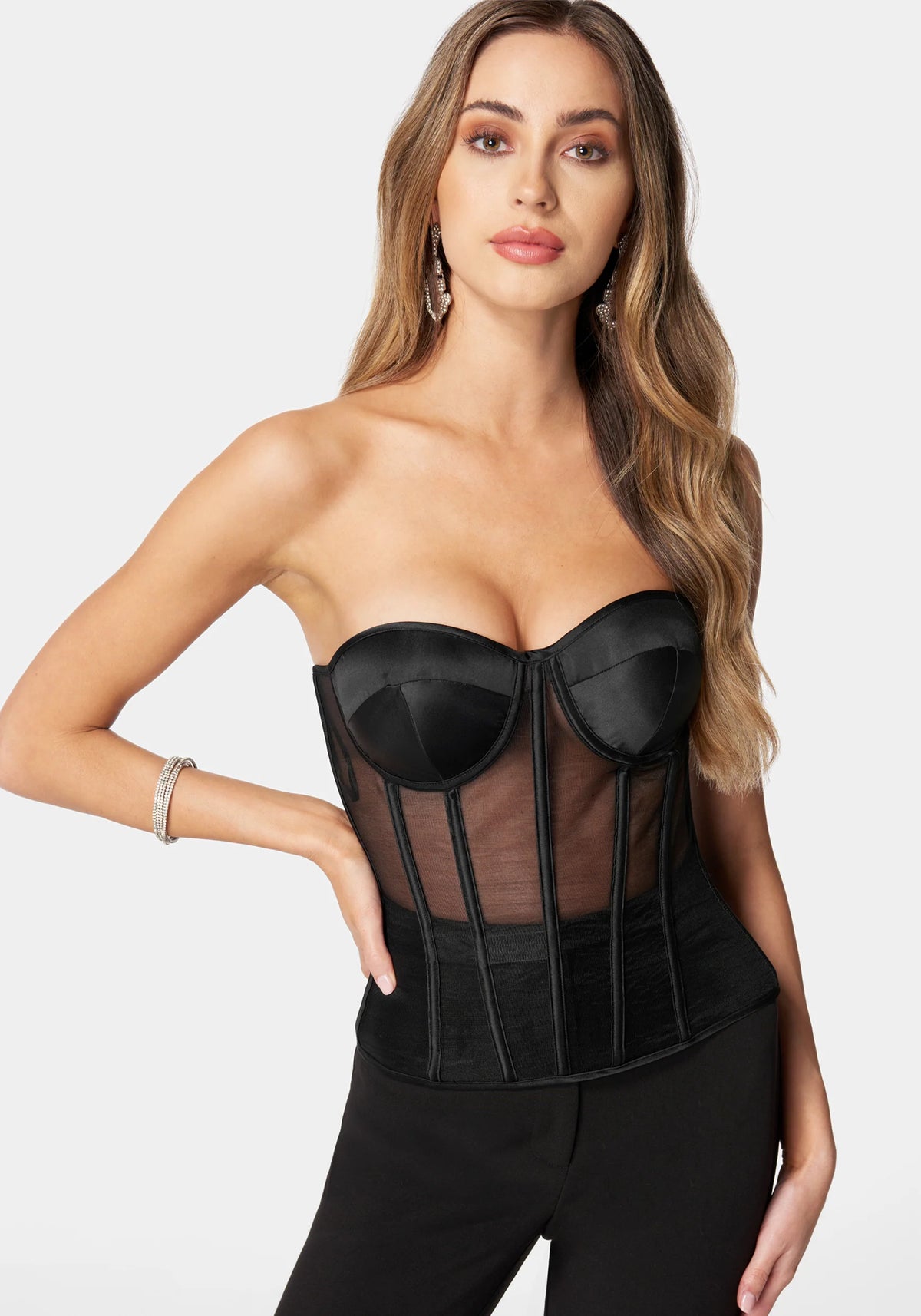 Sheer Lace Up Corset