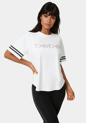 Curved Hem Active Top With Glitter Logo