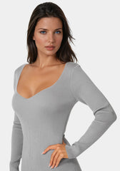 Long Sleeve V-Neck Midi Sweater Dress