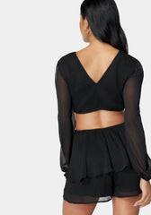 Side Cutout Ruffle Romper