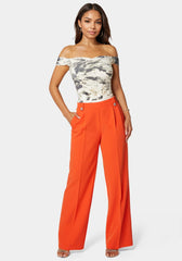 High Waist Straight Flared Pant