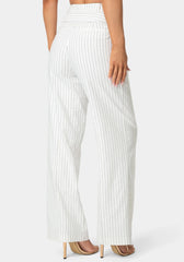 Tailored Pinstripe Straight Wide Leg Pant
