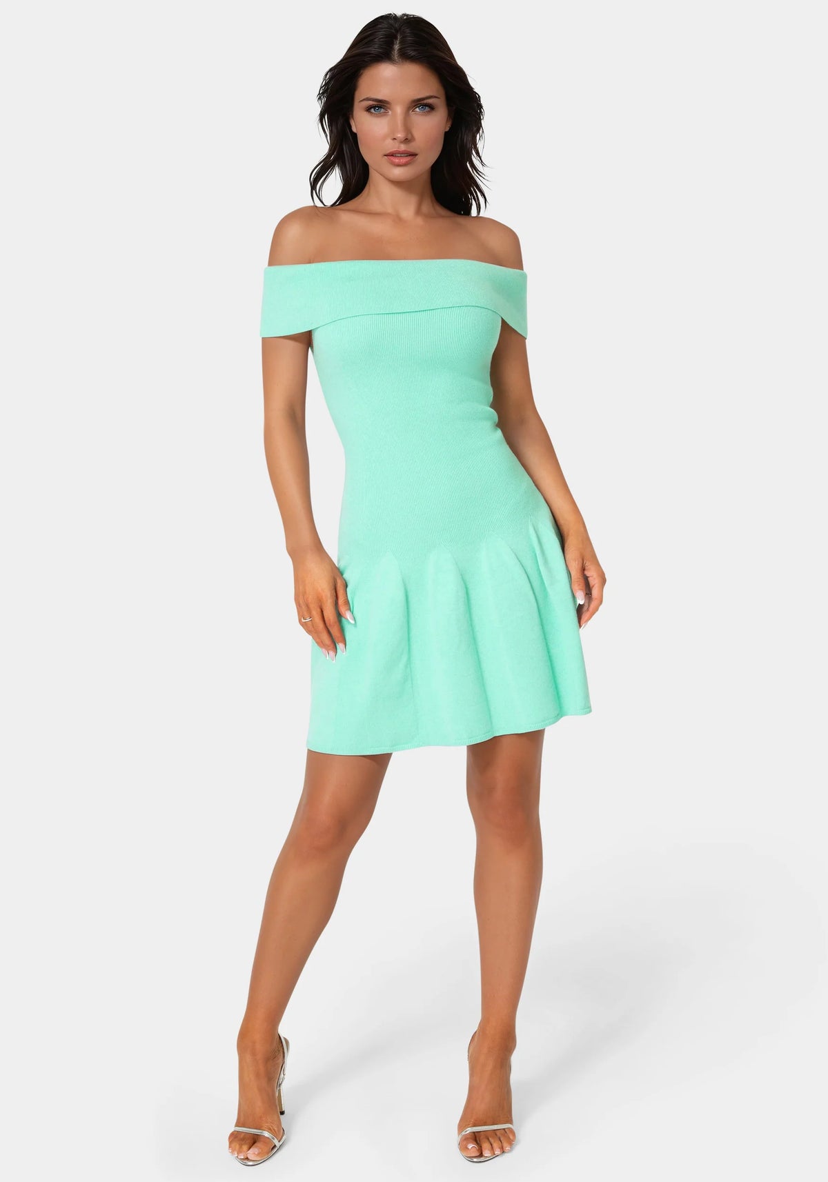 Off the Shoulder Fit and Flare Mini Dress