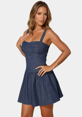 Open Back Denim Dress