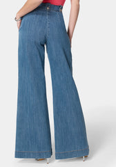 High Waist Ultra Wide Leg Light Weight Denim