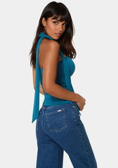 Jewel Rosette Scarf Top