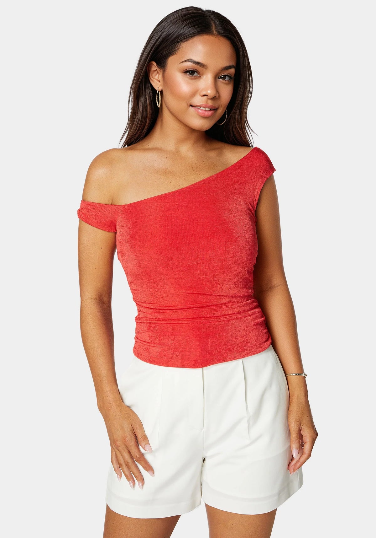 One Shoulder Ruched Knit Top
