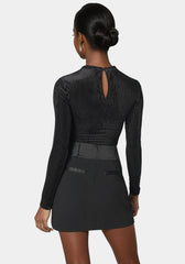 Shadow Stripe Velour Cutout Bodysuit