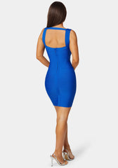 Racer Neck Bandage Short Dress