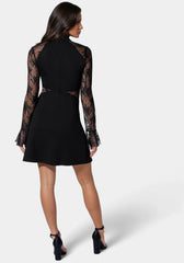 Lace Bell Sleeve Cutout Dress