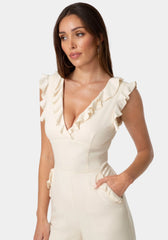 Linen Ruffled Palazzo Leg Jumpsuit