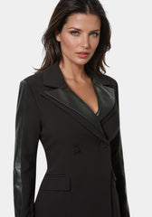 Tailored Vegan Leather Combo Blazer