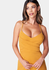 Angled Flounce Midi Dress