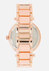 Pink Enamel And Crystal Bebe Logo Watch