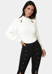 Long Sleeve Ribbed-Knit Top