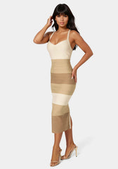 ColorBlock Bandage Midi Dress