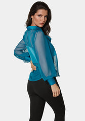 Satin & Chiffon Bow Blouse