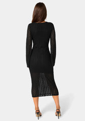 Long Sleeve Cutout Crochet Maxi Dress