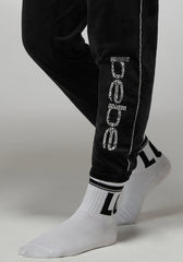 Rhinestone Detail Velour Jogger