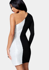 One Shoulder Sequin Blazer Dress
