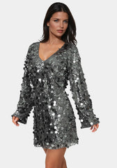 Beaded Dolman Sleeve Mini Dress