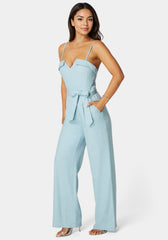 Linen Belted Palazzo Leg Jumpsuit