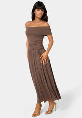 Off the Shoulder Drop Waist Maxi Dress