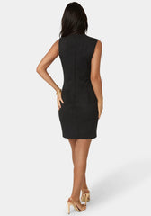 Faux Suede Lace Up Mini Dress