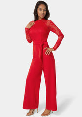 Lace Bodice Straight Leg Jumpsuit