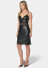 Faux Leather And Lace Mini Dress