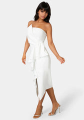 Strapless Cascade Midi Dress