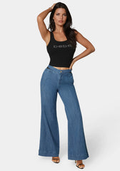 High Waist Ultra Wide Leg Denim Pant