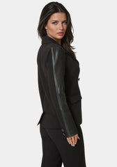 Tailored Vegan Leather Combo Blazer