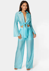 Front Tie Flowy Blouse