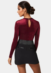 Shadow Stripe Velour Cutout Bodysuit