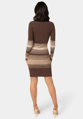 Stripe Rib Sweater Midi Dress