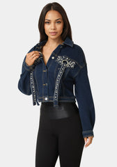 Button Front Stud Detail Denim Jacket