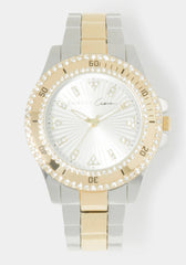 Link Bracelet Crystal Sport Bezel Watch