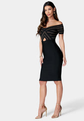 Off Shoulder Bandage Midi Dress