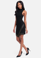 Asymmetrical Embellished Mini Dress