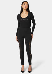 High Waist Lace Combo Insert Pdr Legging