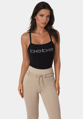 Bebe Logo Racer Back Rib Tank
