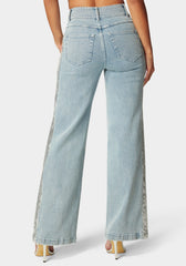 High Waist Sequin Wide Leg Jeans